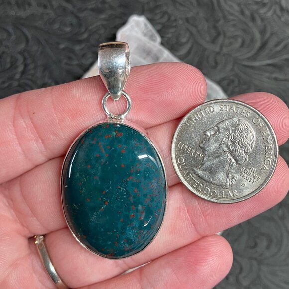 Unisex Heliotrope Bloodstone Pendant Stone Crystal Jewelry - Picture 7 of 8